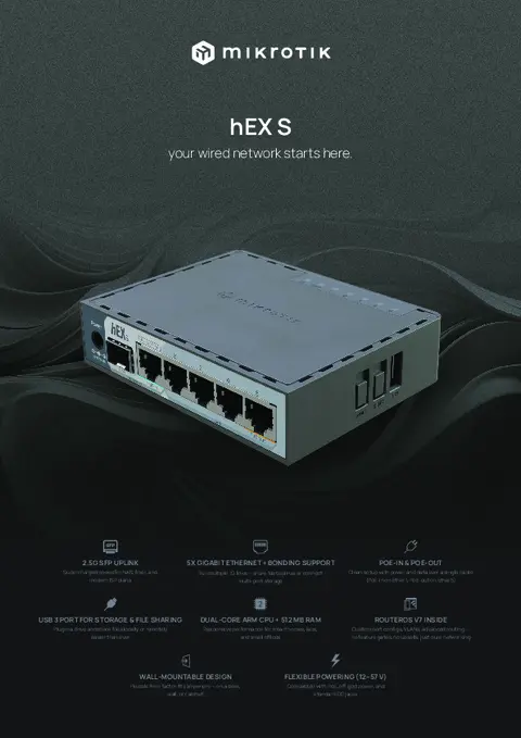 MikroTik hEX S (2025) modelinin duvara montaj örneği