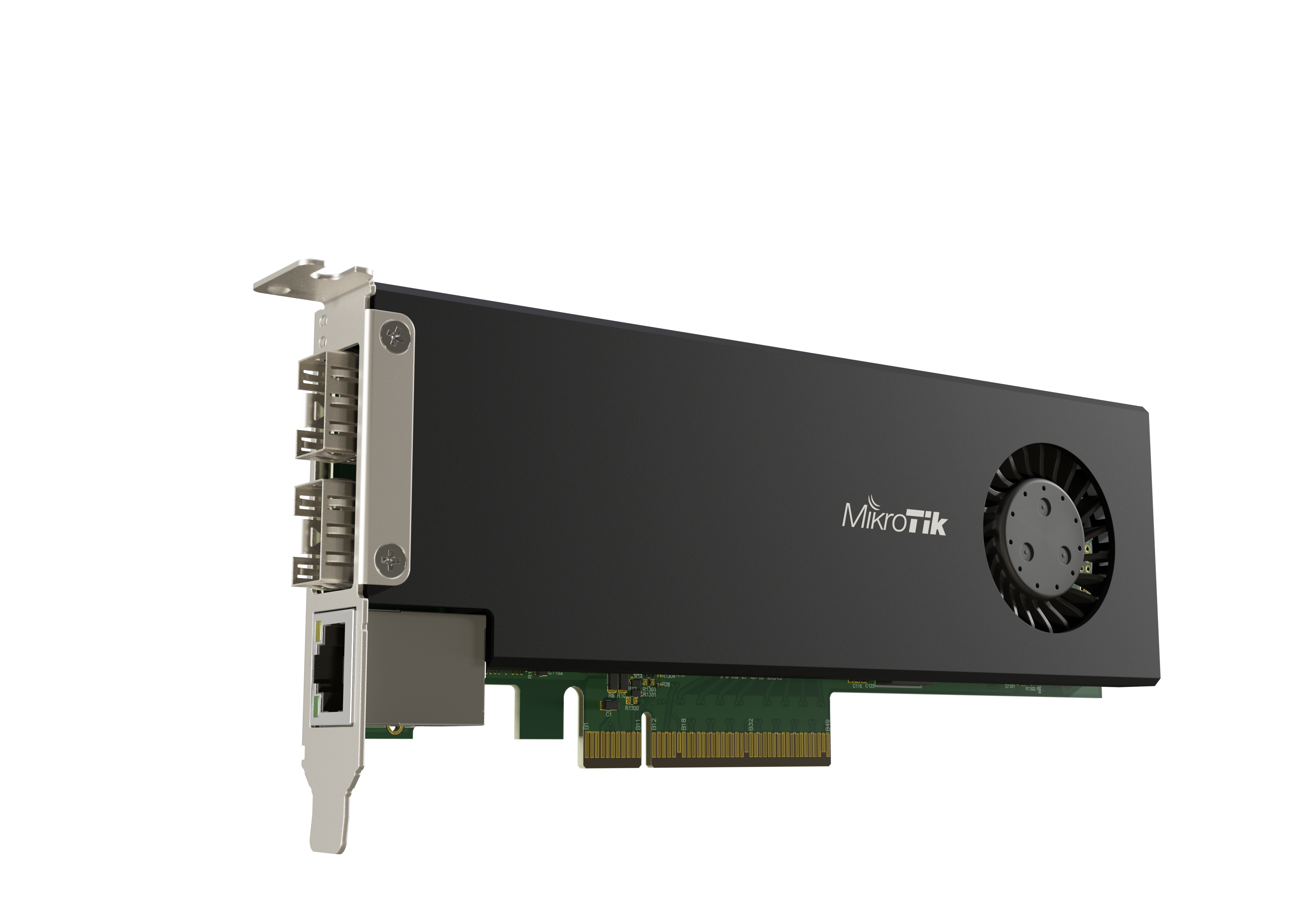 MikroTik CCR2004-1G-2XS-PCIe cihazının arka görünümü