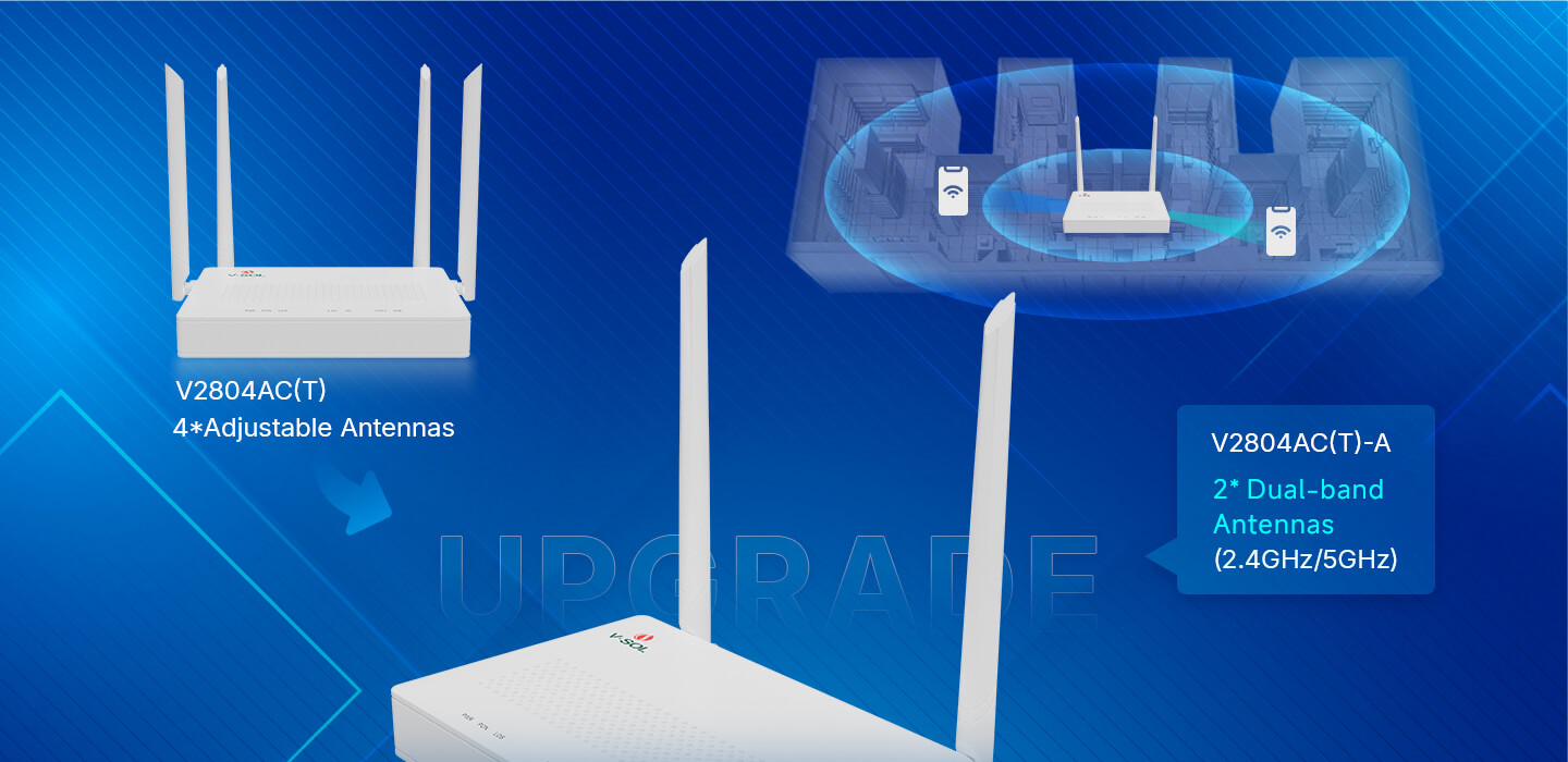 V-SOL V2804AC-T-A LED gösterge ışıkları detayı - PON, LAN, WAN ve Wi-Fi durum izleme