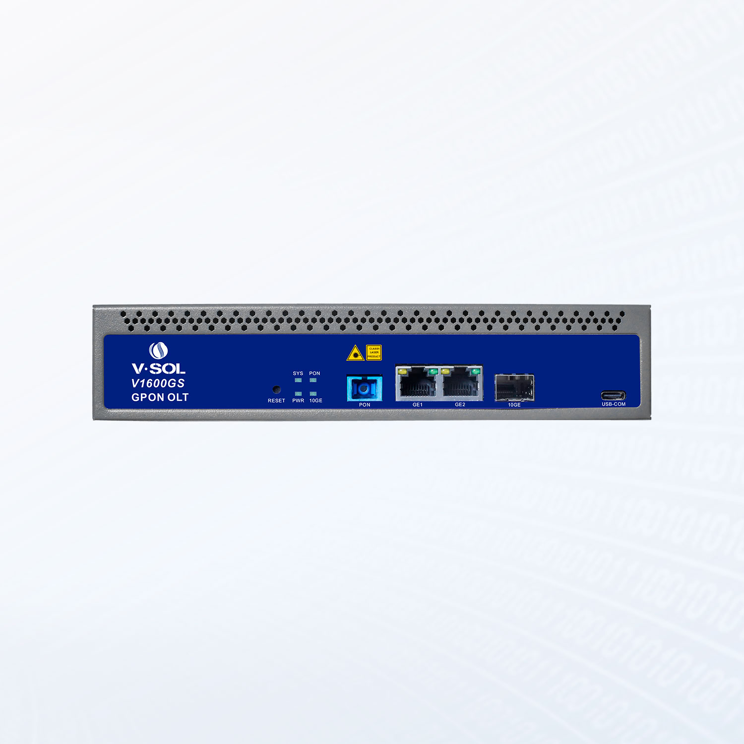 Rack-monteli GPON OLT yerleşimi — 1U standart gövde ile sunucu kabininde konumlandırılmış.
