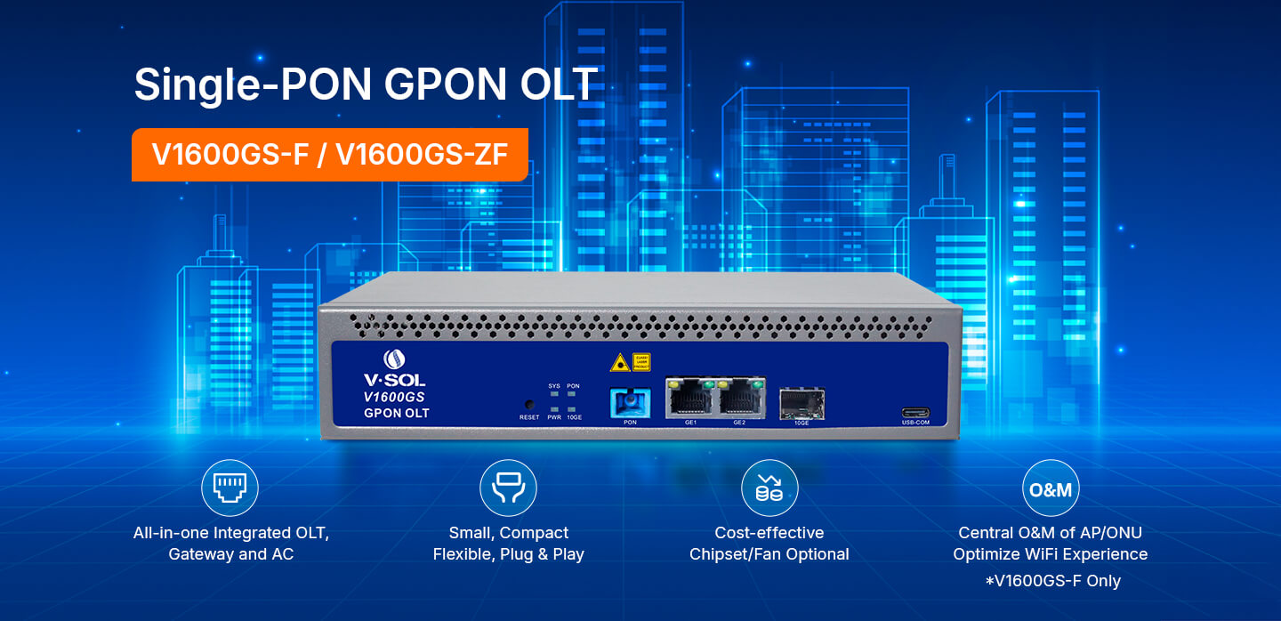 GPON OLT cihazının boyut karşılaştırması — standart harici adaptör ve kablo bağlantılarıyla birlikte.