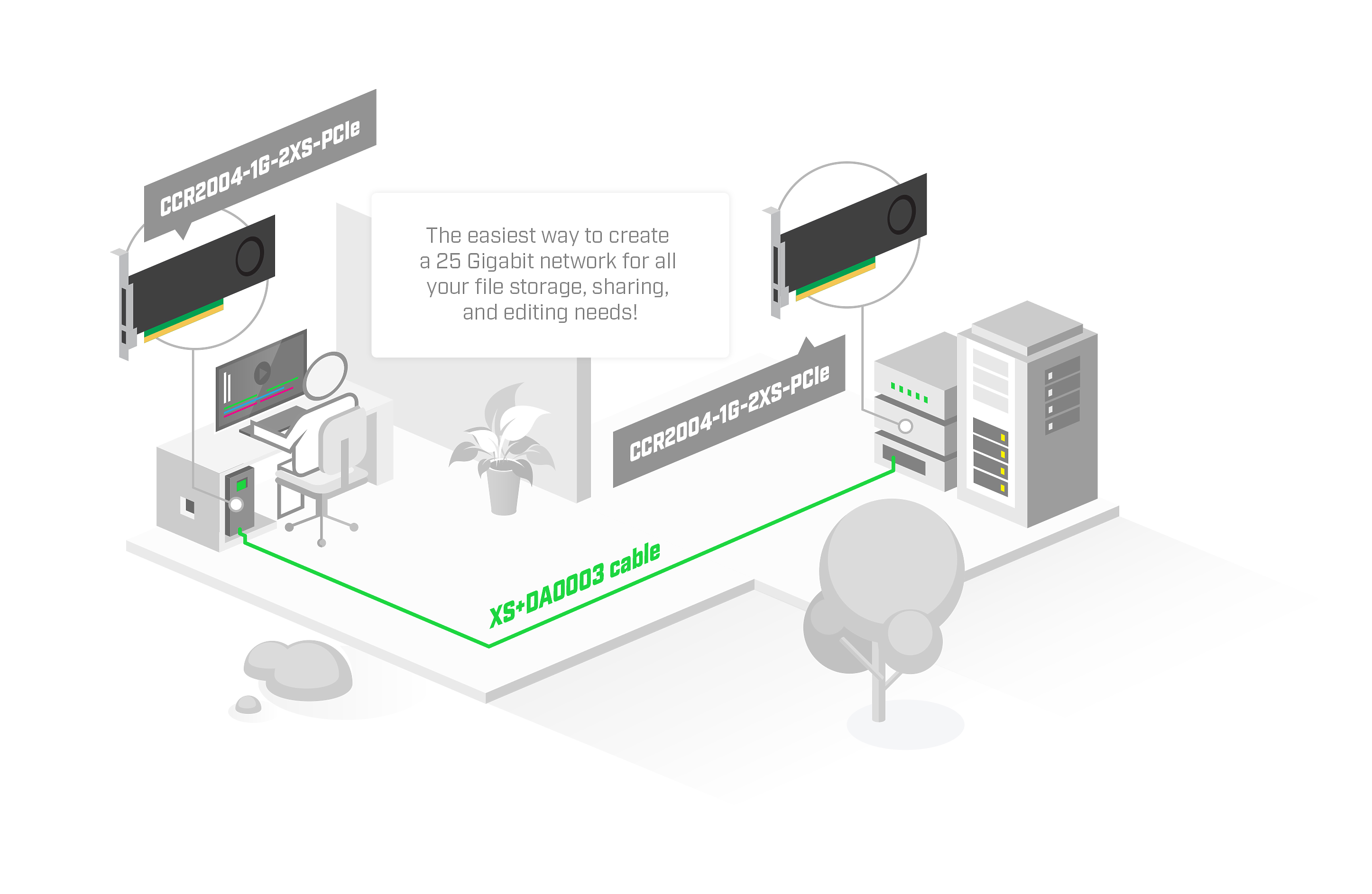 MikroTik CCR2004-1G-2XS-PCIe cihazının montaj aparatı