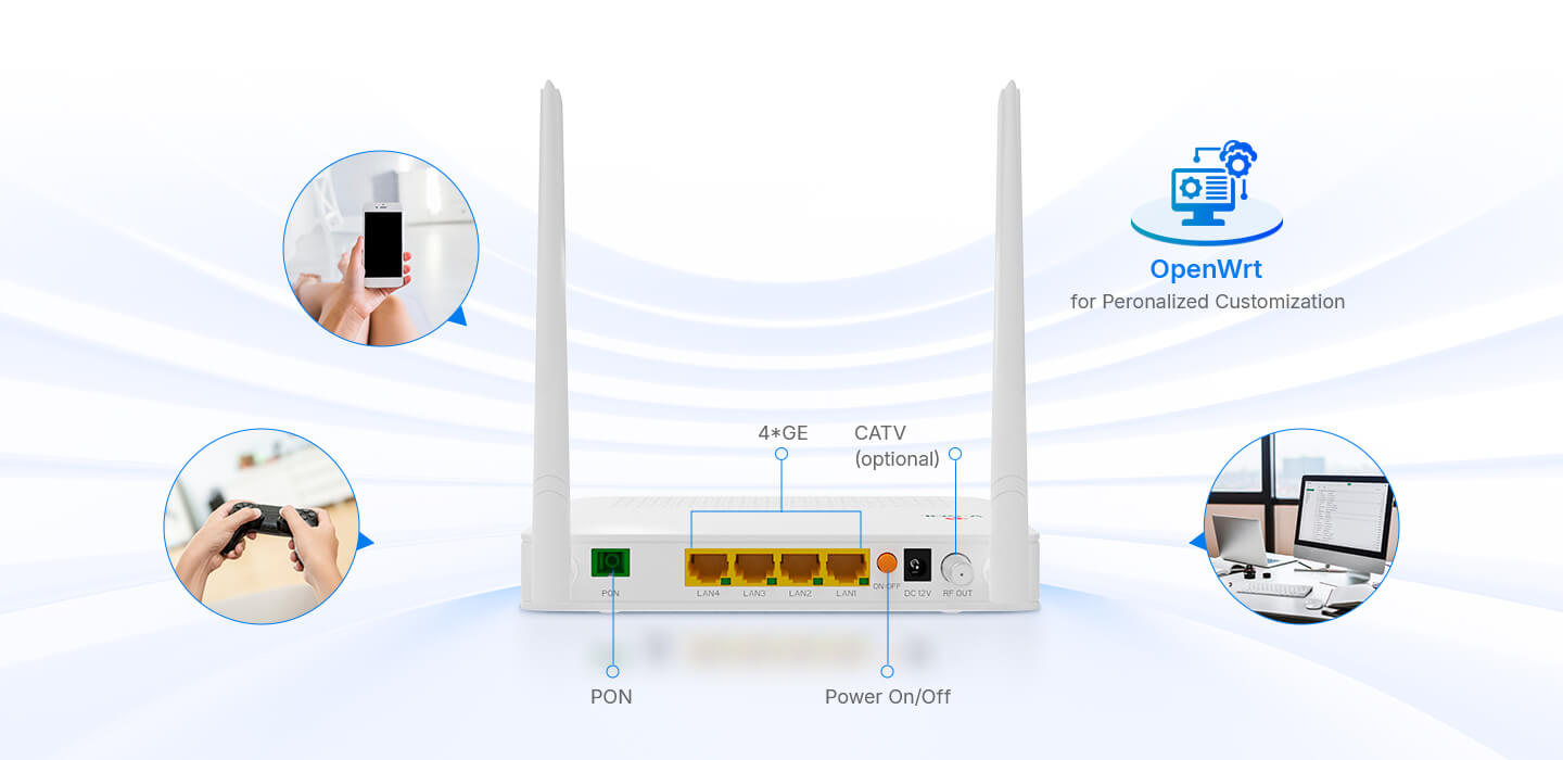 V-SOL V2804AC-T-A kurulum sonrası tipik bir FTTx ağı uygulamasında yerleşimi